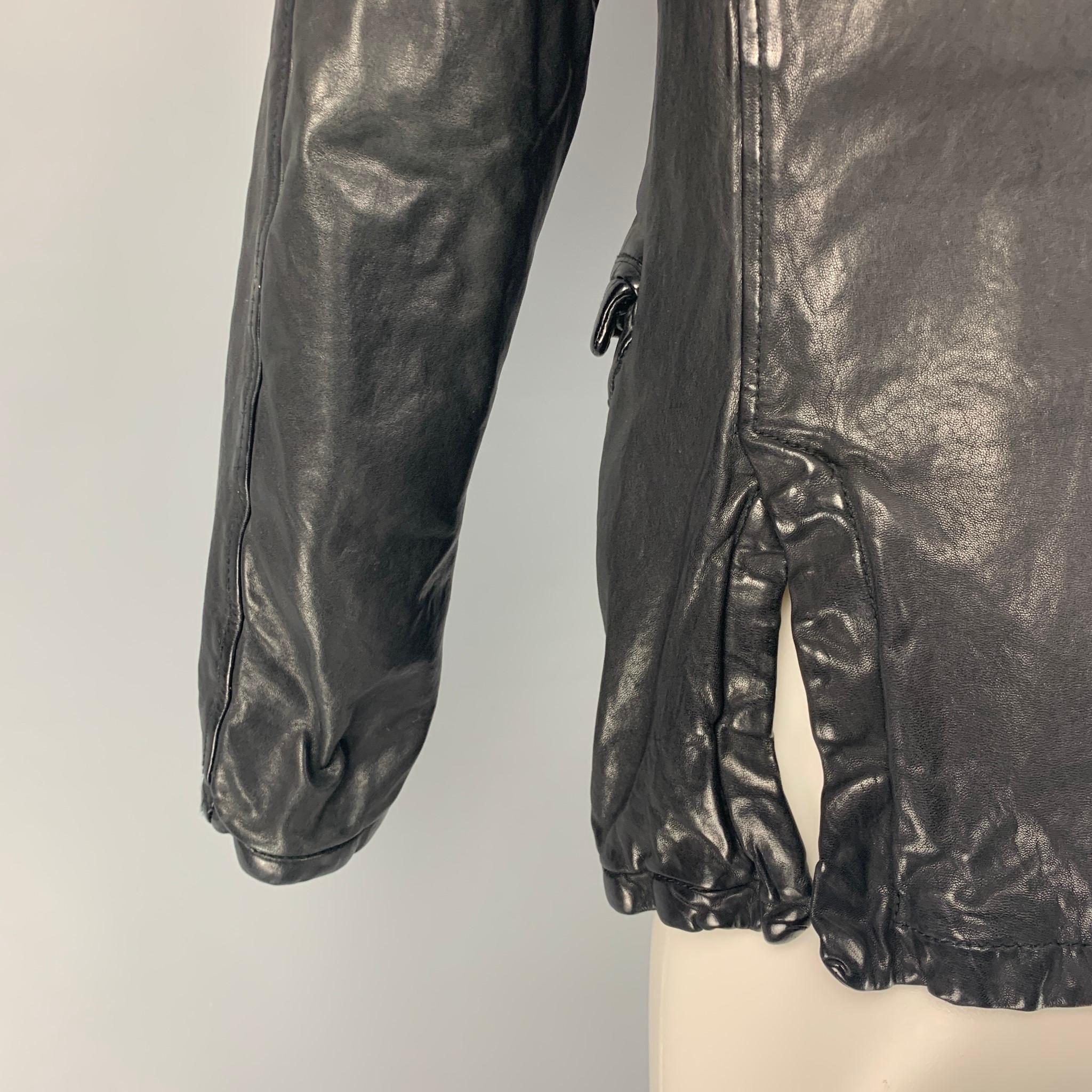 GIORGIO BRATO Size 42 Black Leather Zip Up Jacket In Good Condition In San Francisco, CA
