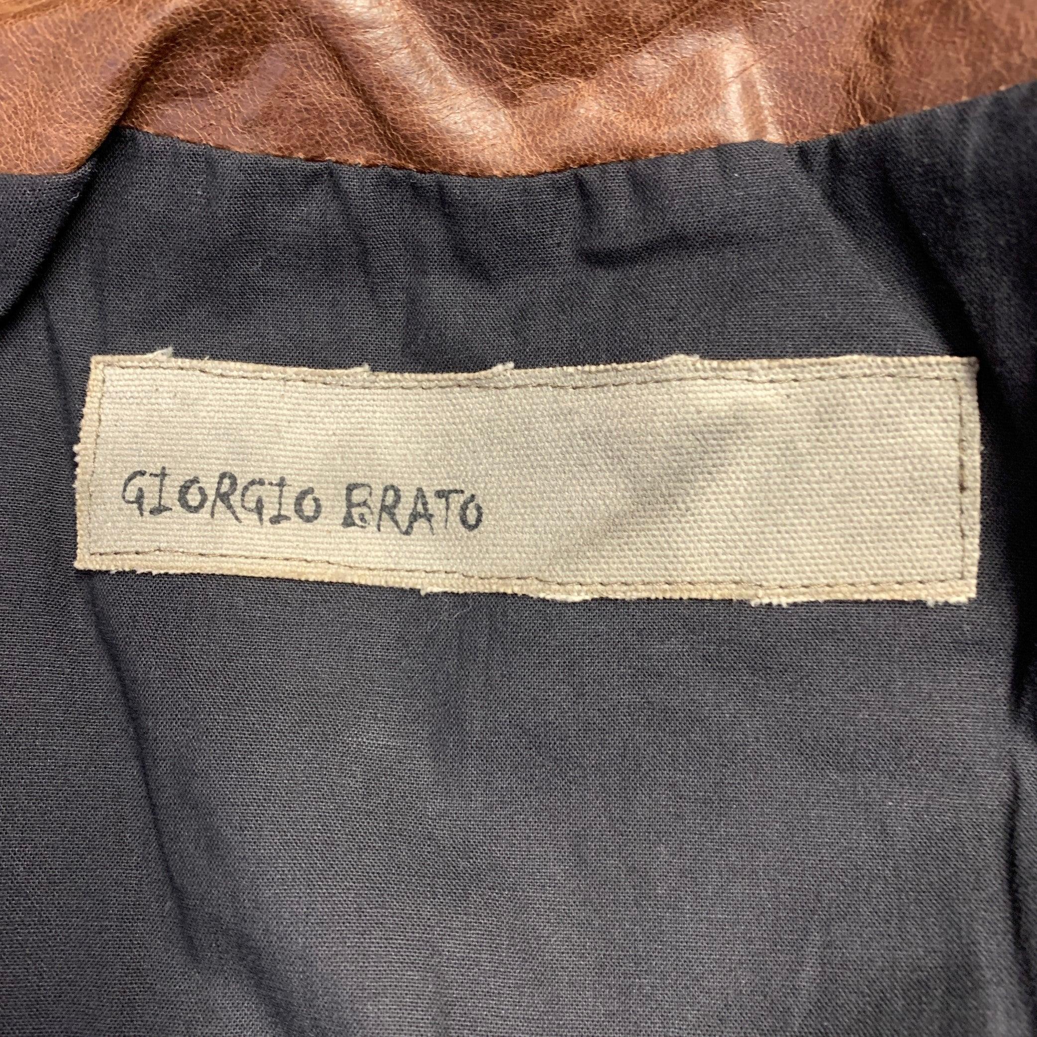 GIORGIO BRATO Size 42 Brown Leather Worker Jacket 1