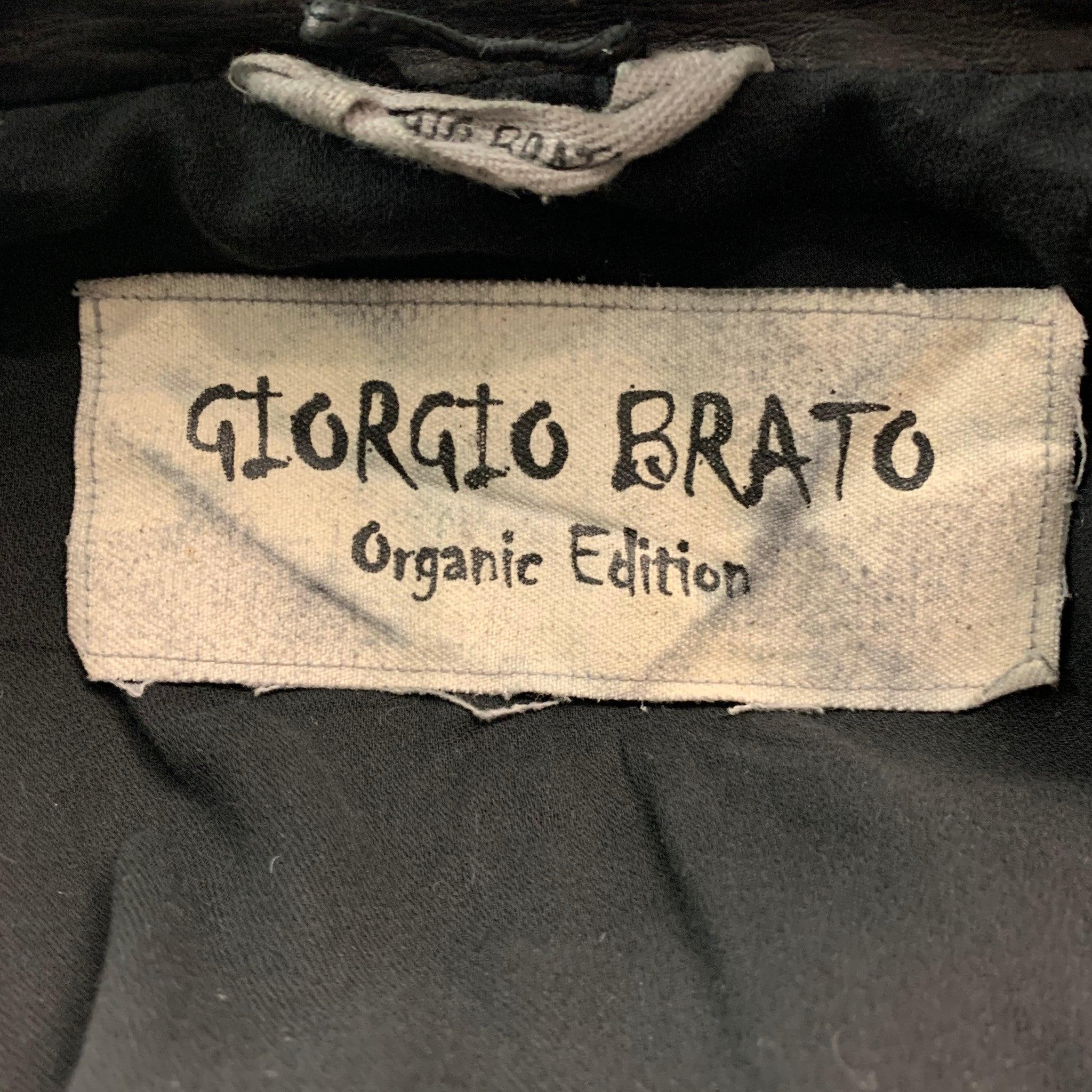 GIORGIO BRATO Size 6 Black Leather Zip Up Jacket (Outdoor) For Sale 4