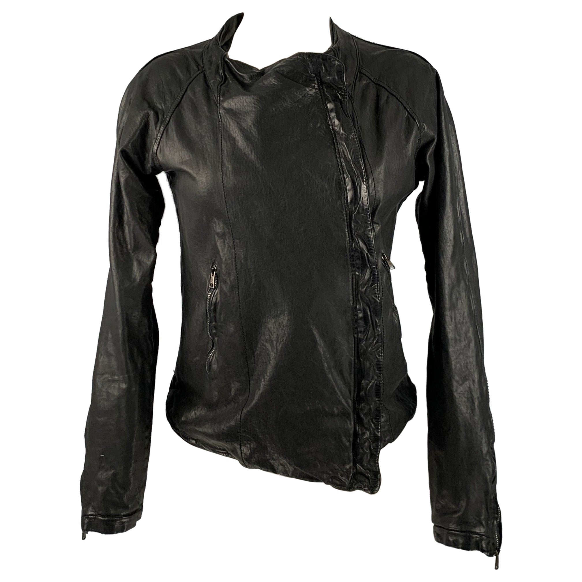GIORGIO BRATO Taglia 6 Giacca in pelle nera con zip (Outdoor)