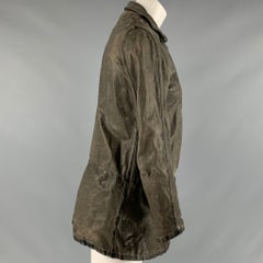 GIORGIO BRATO Chaqueta con cremallera de cuero gris envejecido talla 6