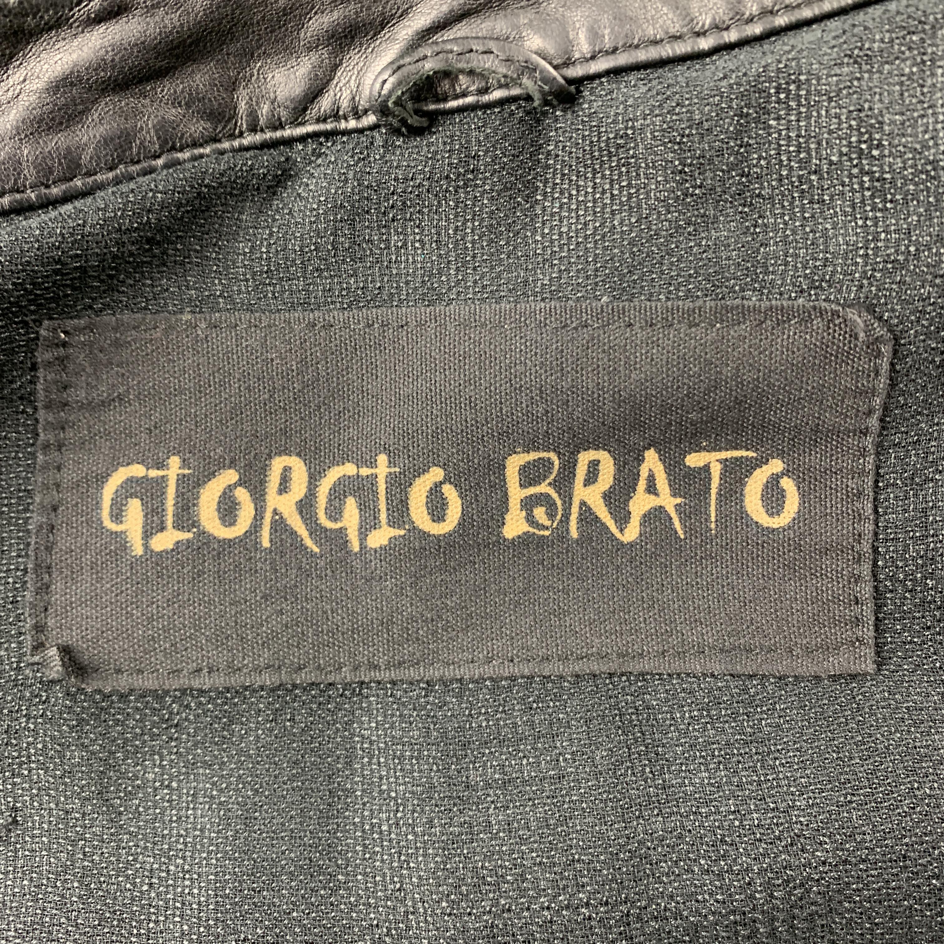 GIORGIO BRATO Size S Black Solid Leather Full Zip Jacket 2