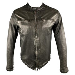 GIORGIO BRATO Size S Black Solid Leather Full Zip Jacket