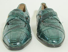 Giorgio Brutini Dark Green Genuine Snake and Leather Buckled Men's Shoes