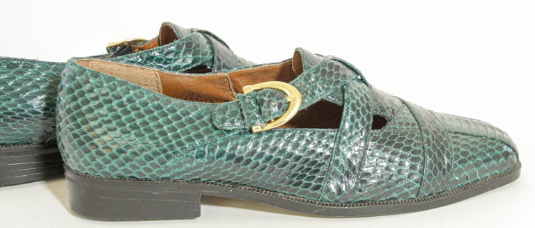 Giorgio Brutini Genuine Snake Men\'s Slip-On Shoes 8.5M Giorgio Brutini Dark Green Genuine Snake and Leather Buckled  main image 4