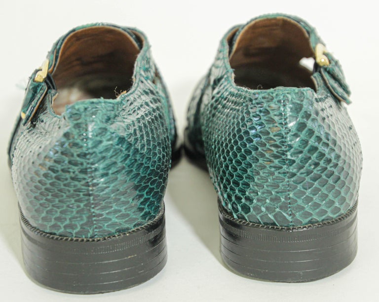Giorgio Brutini Genuine Snake Men\'s Slip-On Shoes 8.5M Giorgio Brutini Dark Green Genuine Snake and Leather Buckled  main image 3