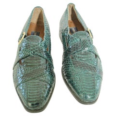 Giorgio Brutini Dark Green Genuine Snake and Leather Buckled Men's Shoes