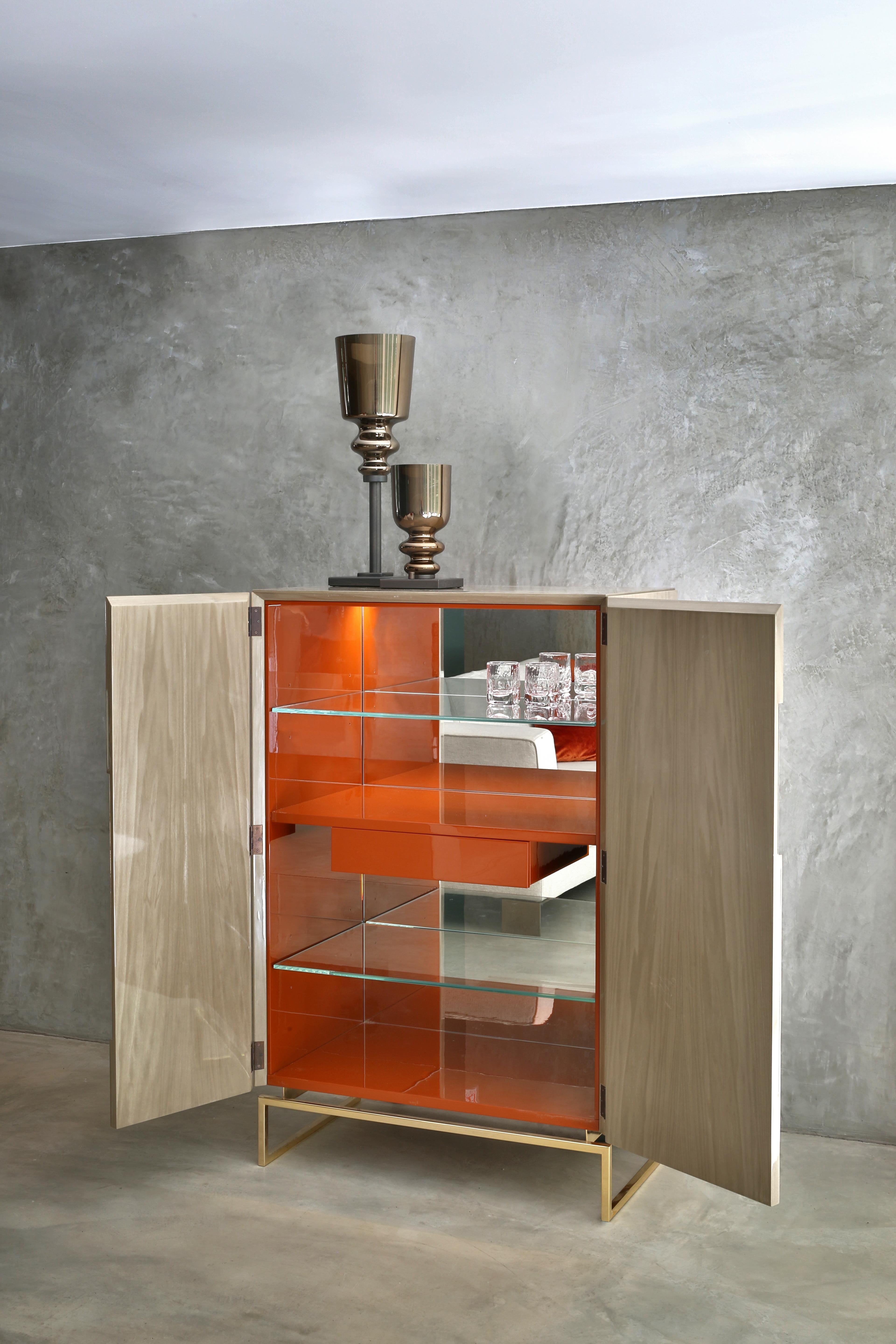 Modern Giorgio Cabinet in Wood and Bronze Finish For Sale