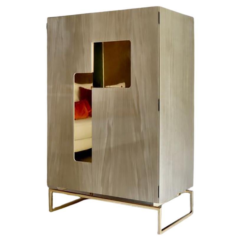 Giorgio Cabinet in Wood and Bronze Finish For Sale