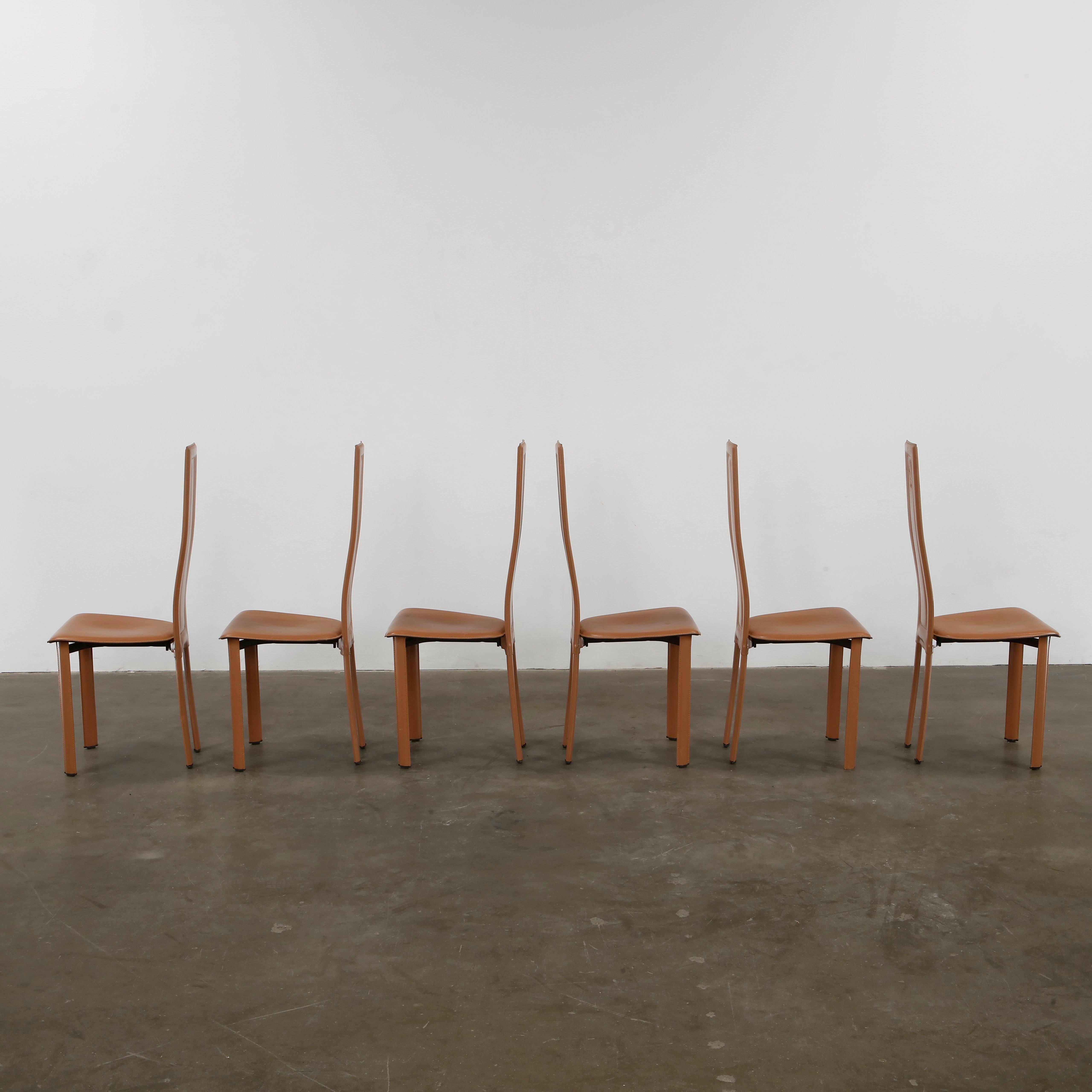 Italian Giorgio Cattelan for Cattelan, Set Of Six  High Back Dining Room Chairs, 1980s For Sale