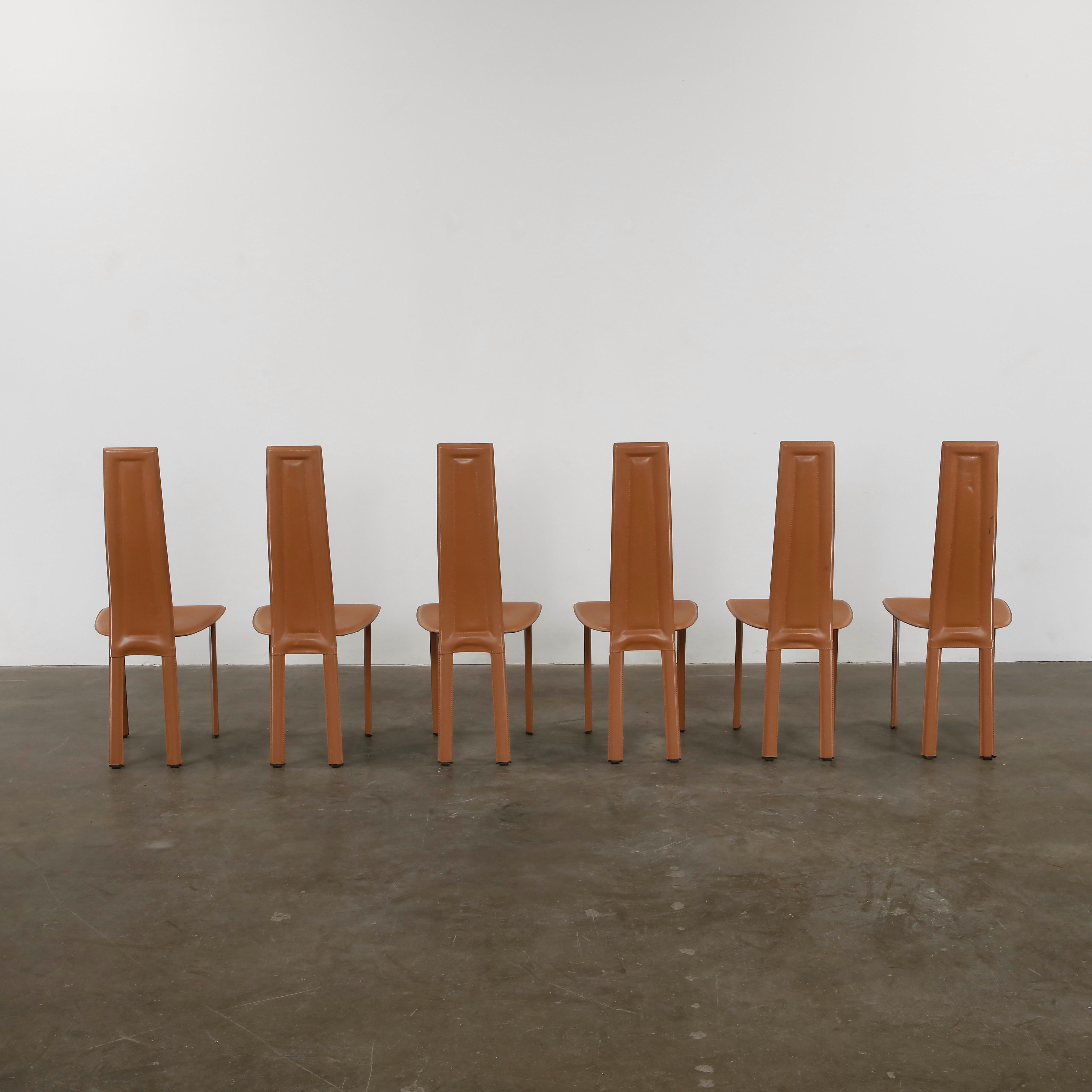 Giorgio Cattelan for Cattelan, Set Of Six  High Back Dining Room Chairs, 1980s In Good Condition For Sale In Gardena, CA