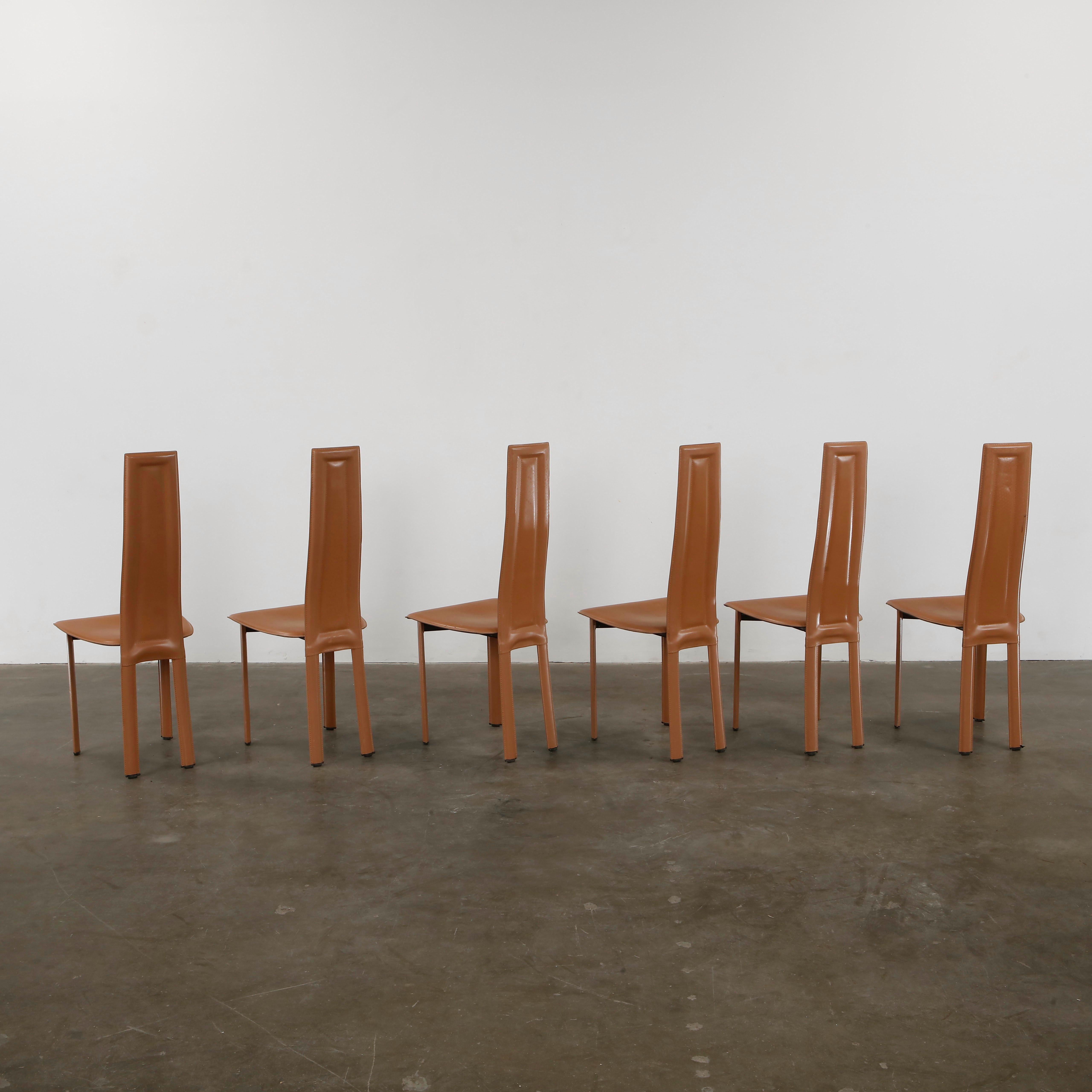 Late 20th Century Giorgio Cattelan for Cattelan, Set Of Six  High Back Dining Room Chairs, 1980s For Sale