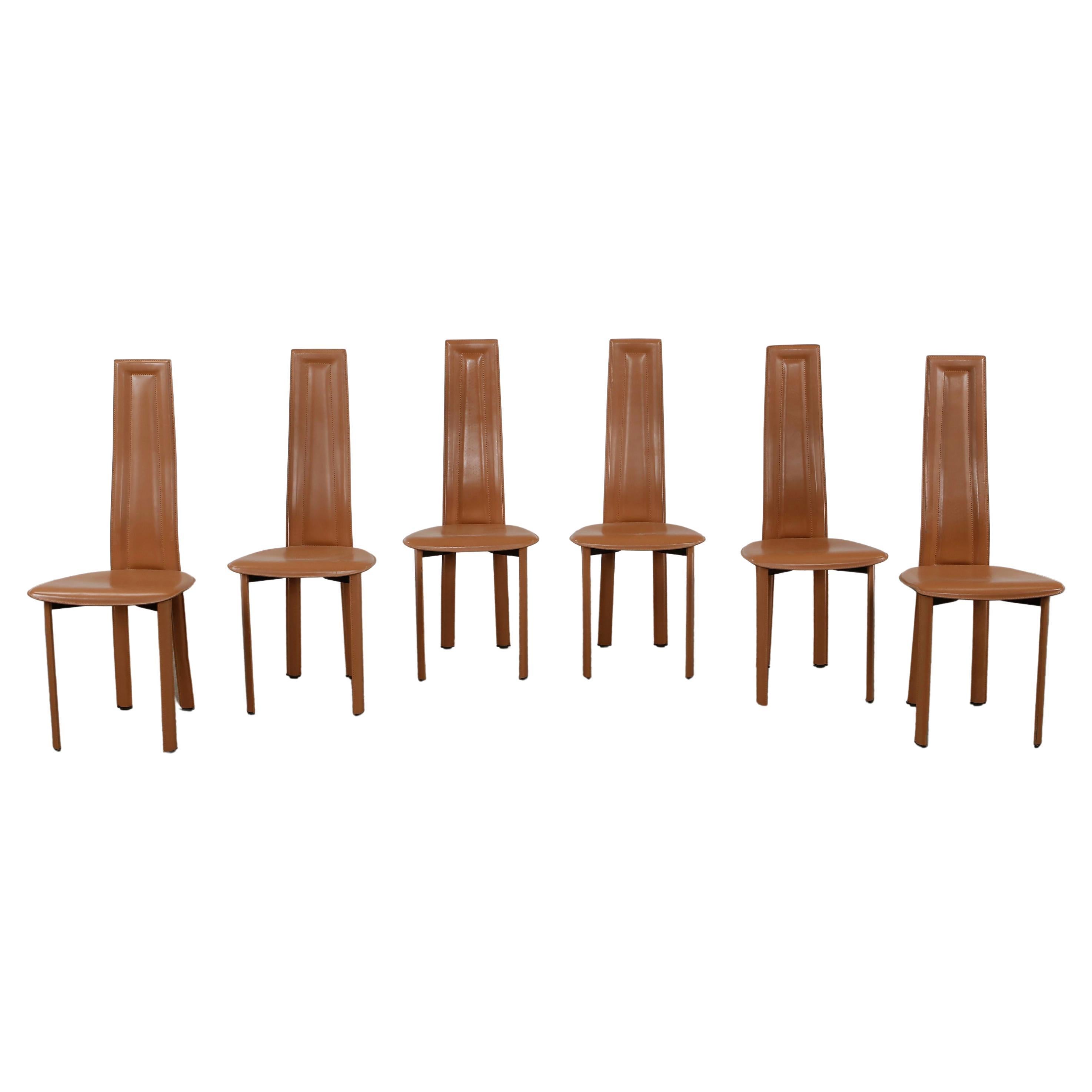Giorgio Cattelan for Cattelan, Set Of Six  High Back Dining Room Chairs, 1980s For Sale
