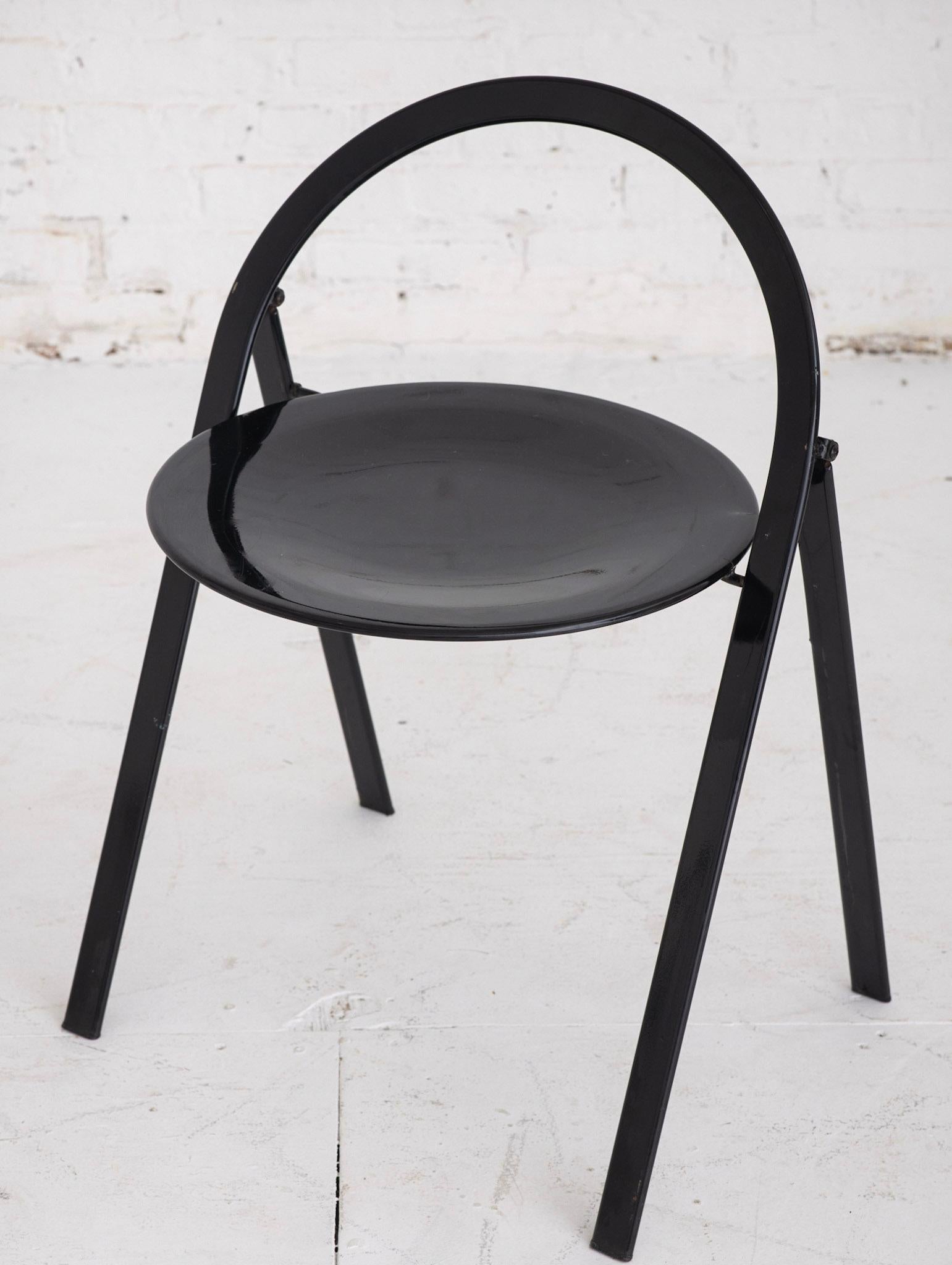 Giorgio Cattelan for Cidue Round Black Folding Chairs, Set of 6 1