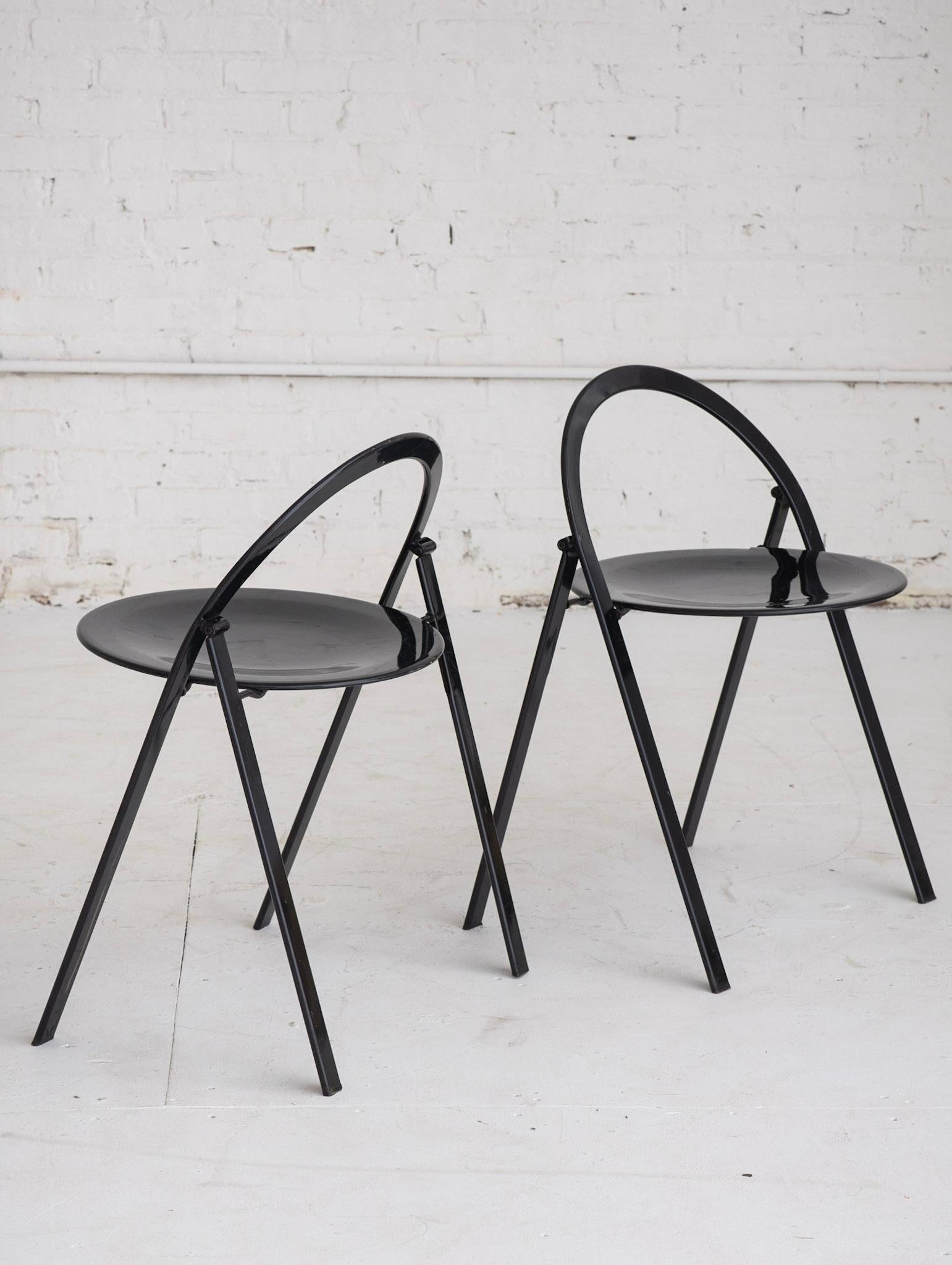 Giorgio Cattelan for Cidue Round Black Folding Chairs, Set of 6 5