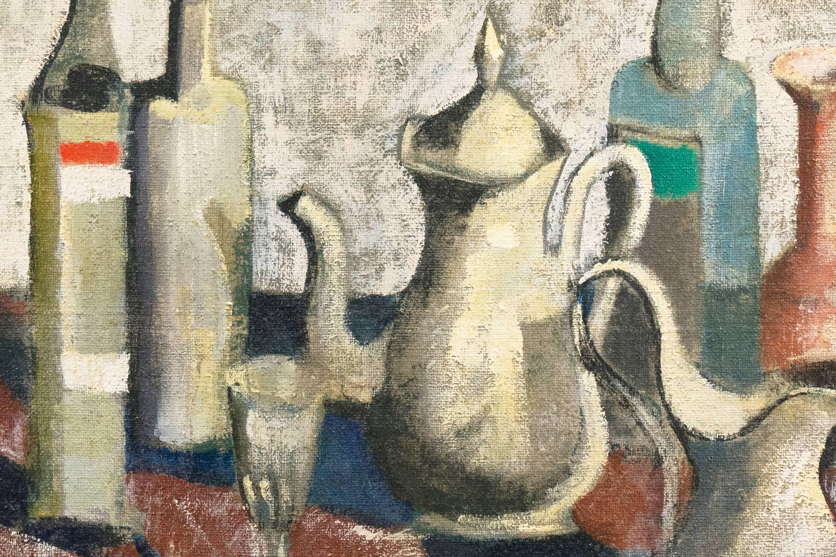 'Still Life, Carafe and Coffee-pot', Italian Modernist, Style of Giorgio Morandi - Beige Still-Life Painting by Giorgio Chiesi