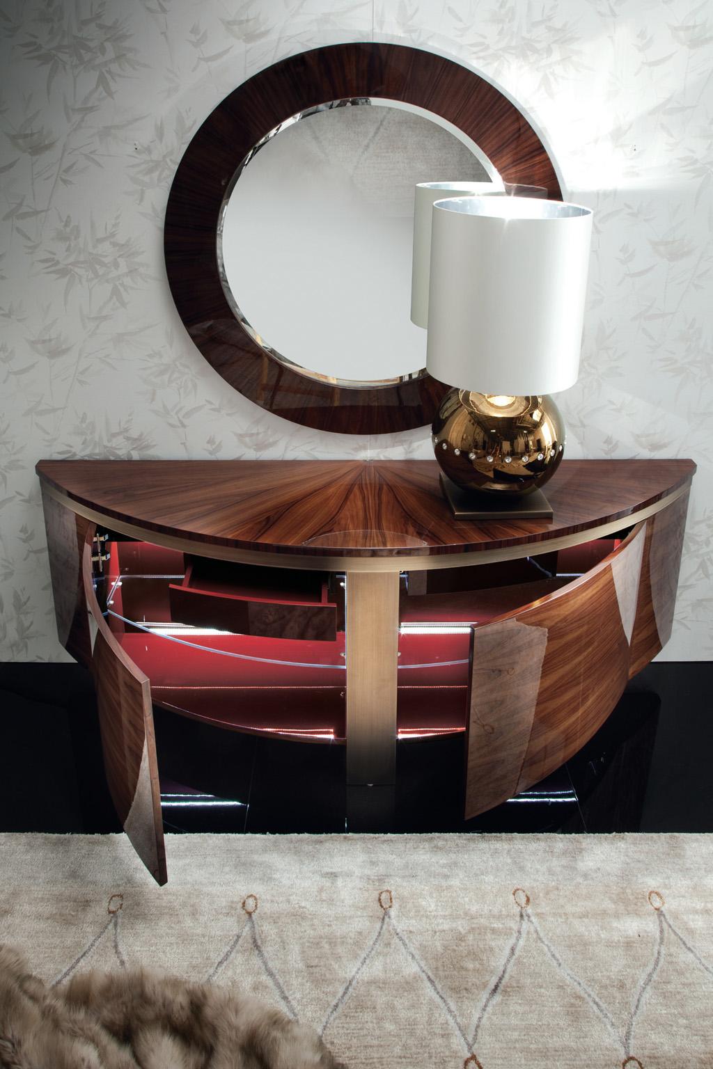 Aparador Buffet Curvo Alto Brillo 'Giorgio Collection' Palisandro Brasileño Hecho a mano