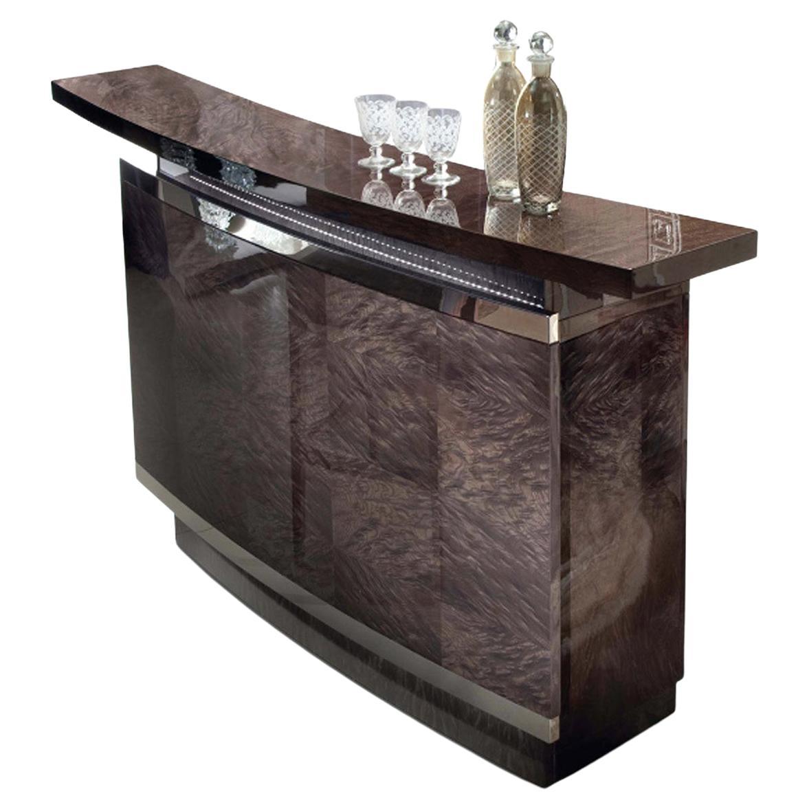 Giorgio Collection Absolute Japanese Tamo Burl Bar Table and Cabinet