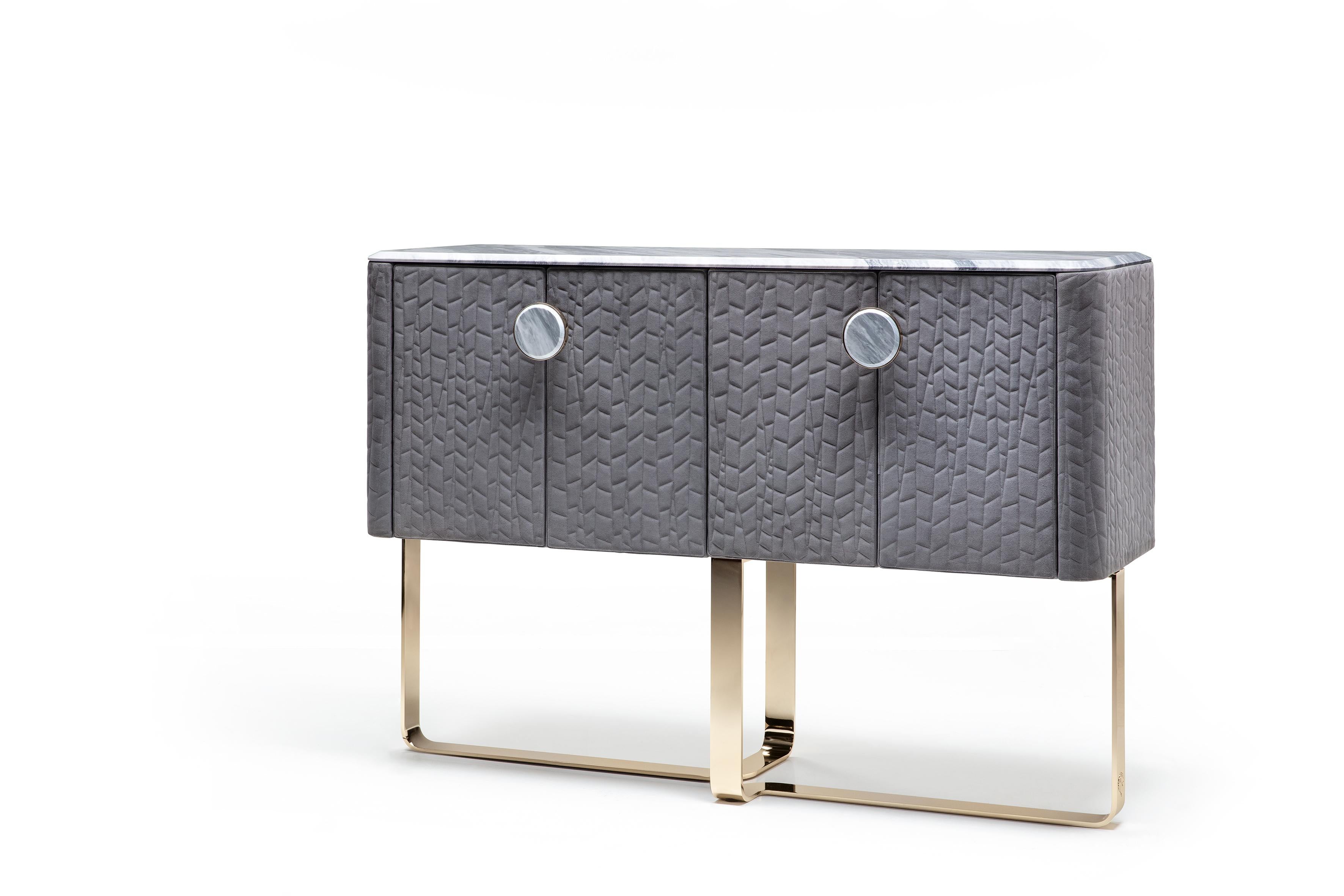 Hand-Crafted Giorgio Collection Bar Upholstered with Marble Top For Sale