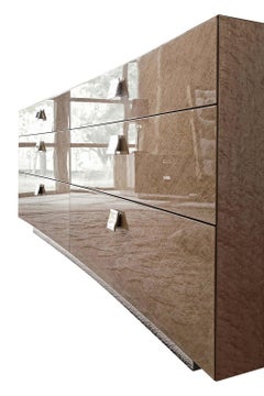 Sunrise Italian Dresser in High Gloss Bird’s Eye Maple and Chrome