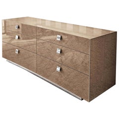 Sunrise Italian Dresser in High Gloss Bird’s Eye Maple and Chrome