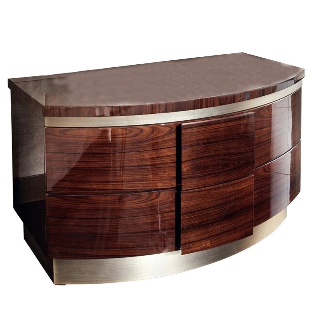 Giorgio Collection Brazilian Rosewood Night Table in High Gloss Finish For Sale
