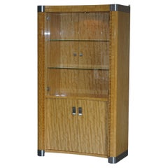 Giorgio Collection Burr Satinwood & Chrome Drinks Display Cabinet