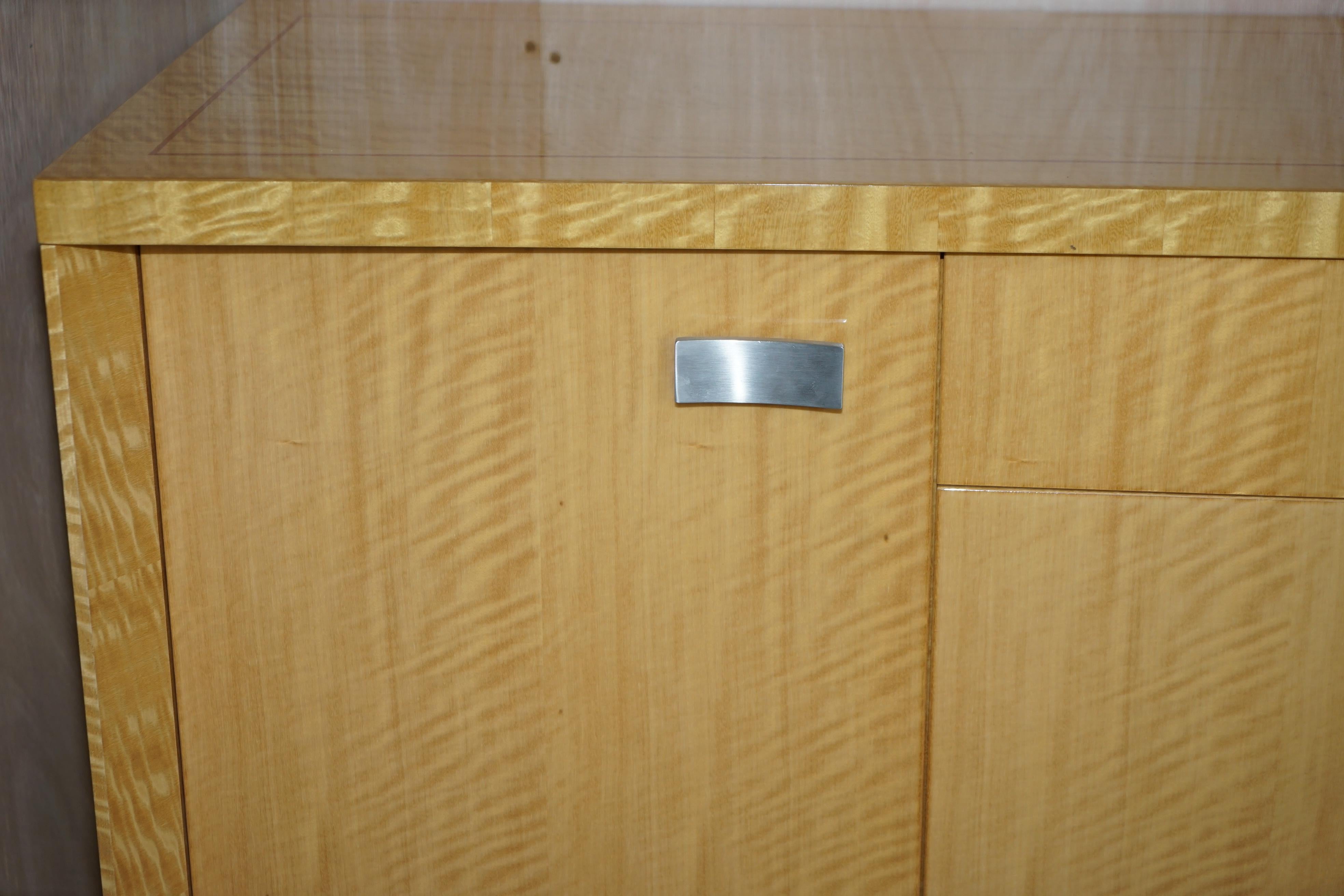 Giorgio Collection Burr Satinwood & Chrome Sideboard Drawers Suite 3