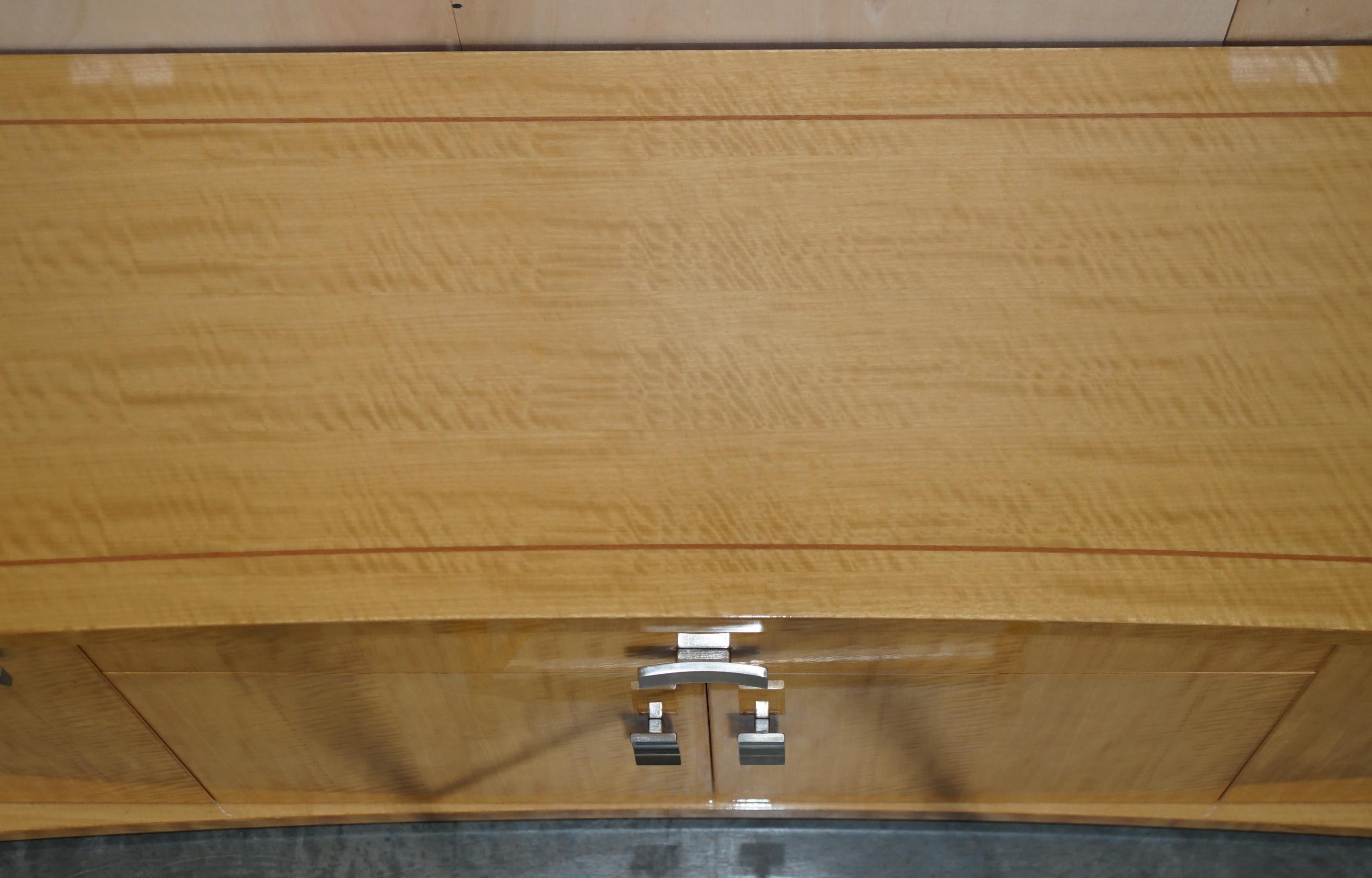Giorgio Collection Burr Satinwood & Chrome Sideboard Drawers Suite 6