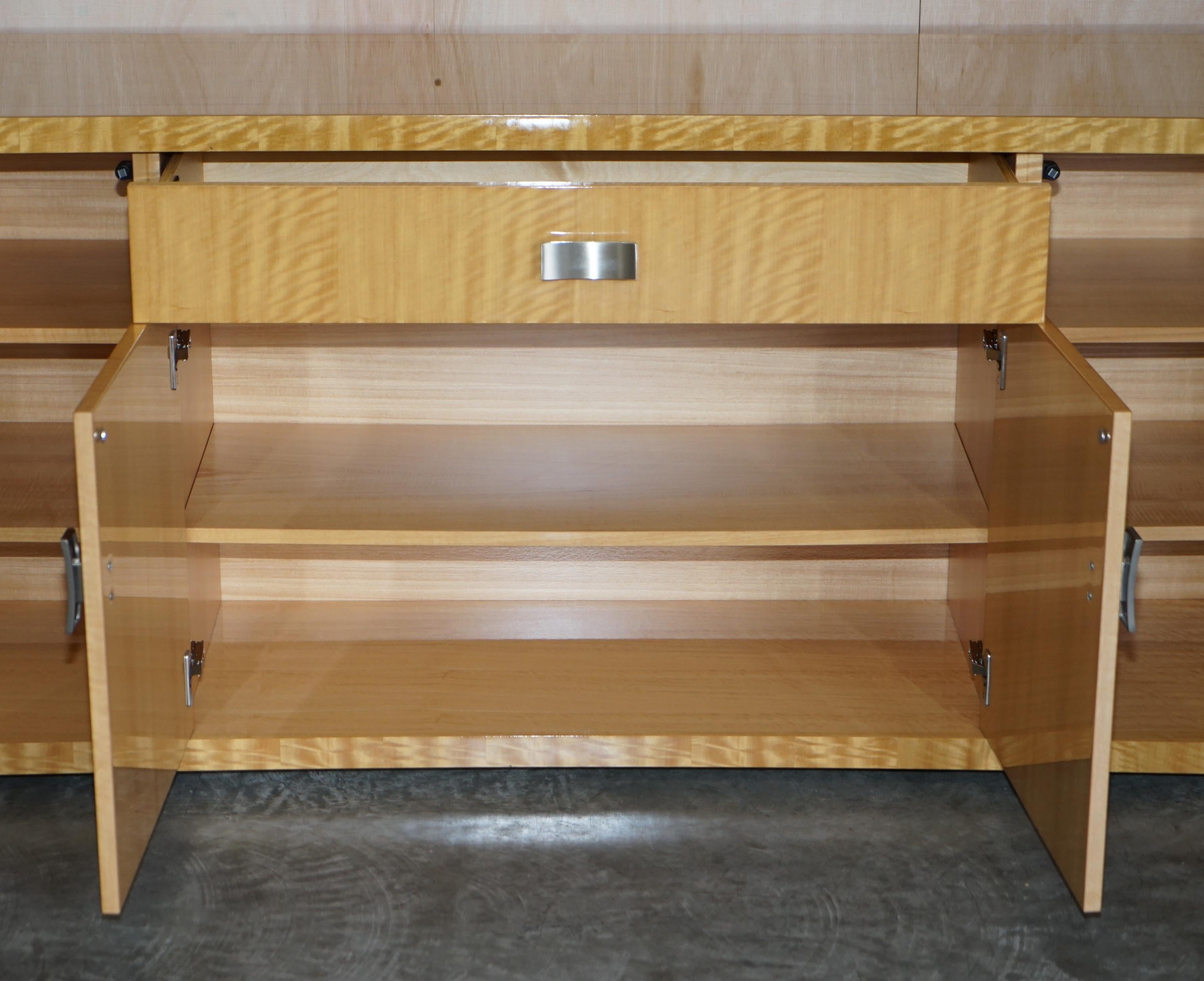 Giorgio Collection Burr Satinwood & Chrome Sideboard Drawers Suite 12