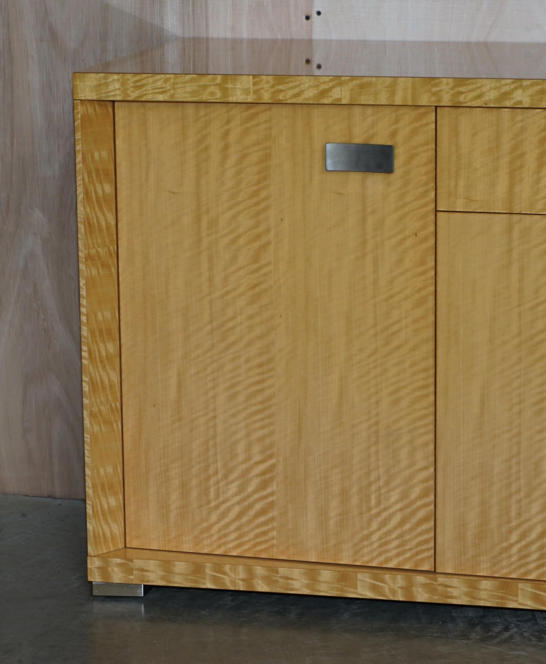 Giorgio Collection Burr Satinwood & Chrome Sideboard Drawers Suite In Good Condition In West Sussex, Pulborough