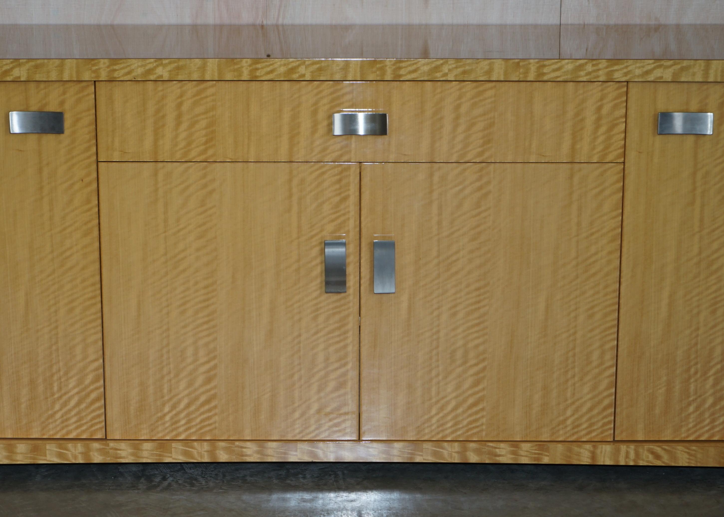 20th Century Giorgio Collection Burr Satinwood & Chrome Sideboard Drawers Suite