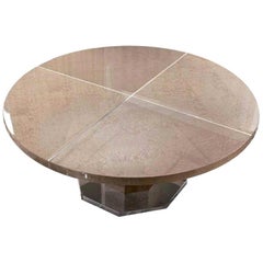 Giorgio Collection Champagne  Bird's-Eye Maple Round Dining Table in High Gloss