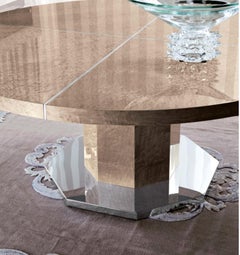 Giorgio Collection Champagne  Bird's-Eye Maple Round Dining Table in High Gloss