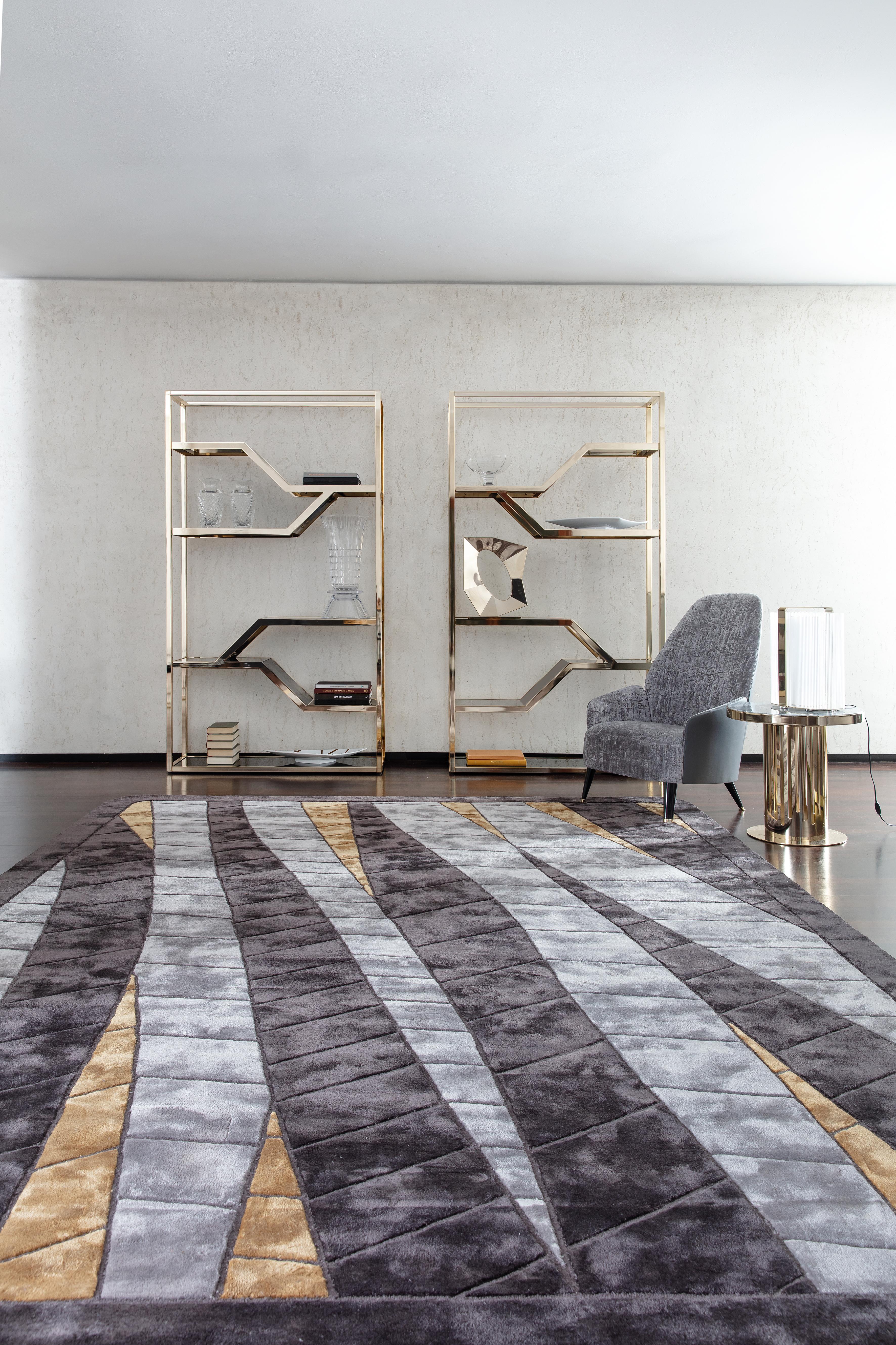 Italiano Tappeto Giorgio Collection Charisma rettangolare con inserto oro in vendita