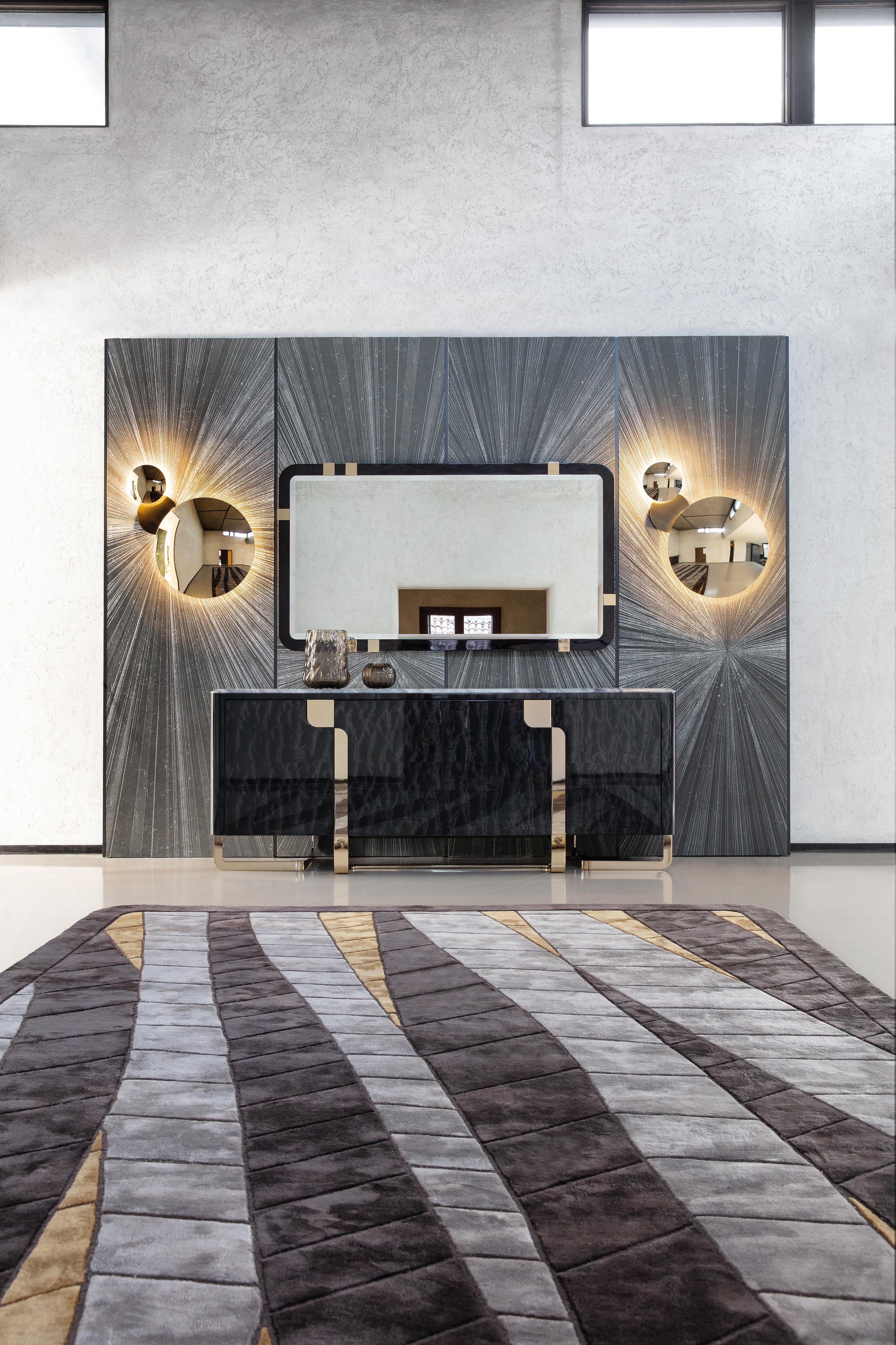 Fatto a mano Tappeto Giorgio Collection Charisma rettangolare con inserto oro in vendita