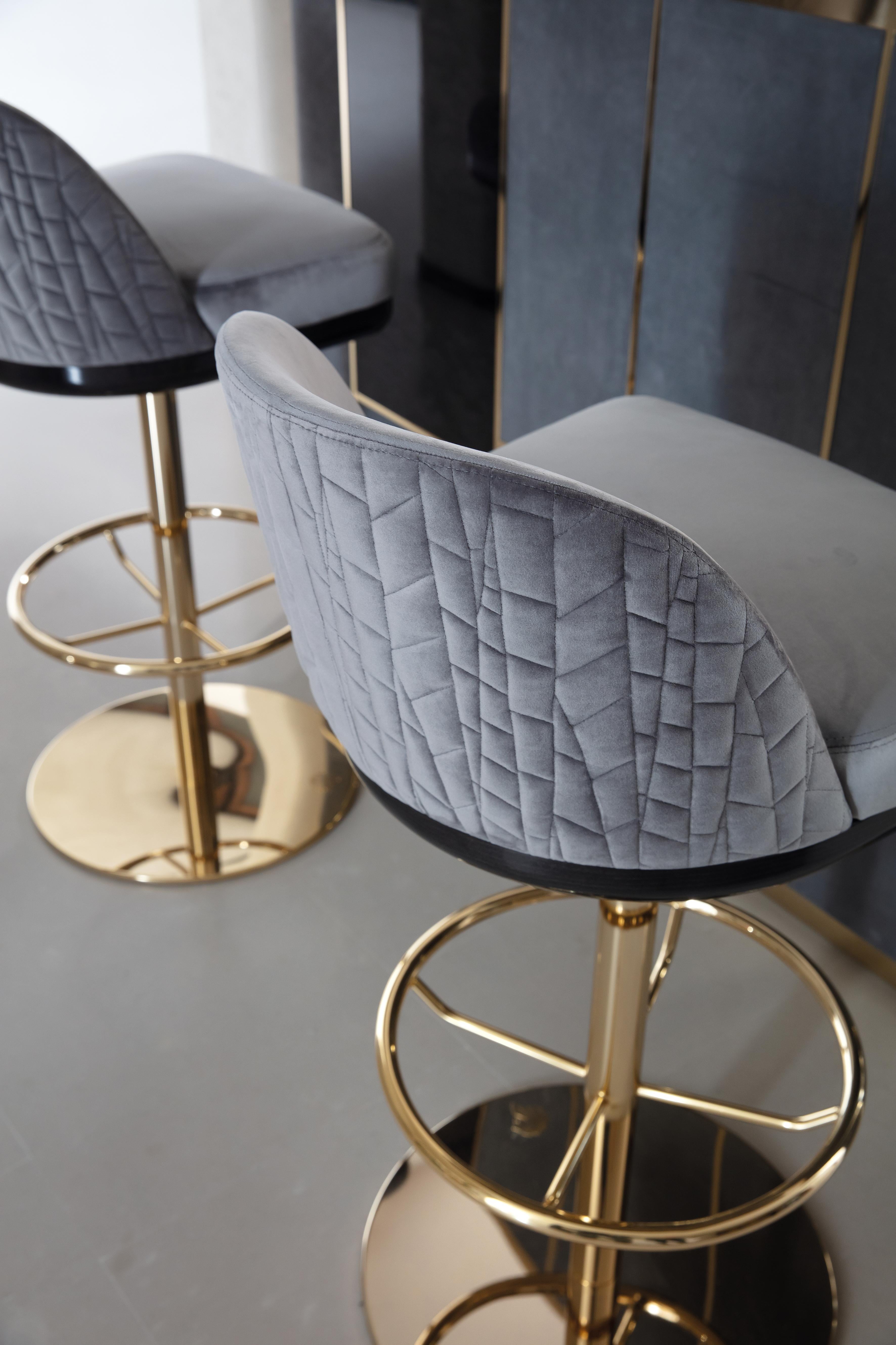 Italian Giorgio Collection Charisma Swivel Gold Bar Stool For Sale