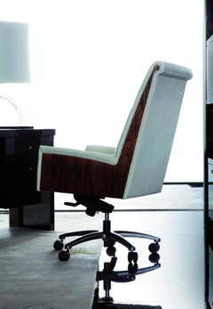 Giorgio Collection Ebony Macassar Wood and Leather Office Desk Chair