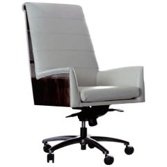Sedia da ufficio in pelle e legno di Macassar Ebony della Giorgio Collection