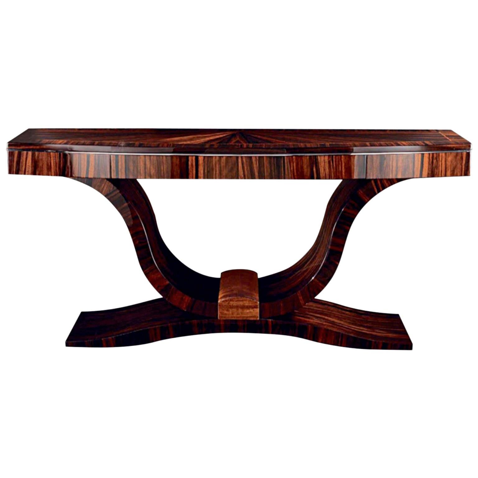 'Giorgio Collection' Mesa consola italiana de alto brillo en madera de macasar de ébano Luna