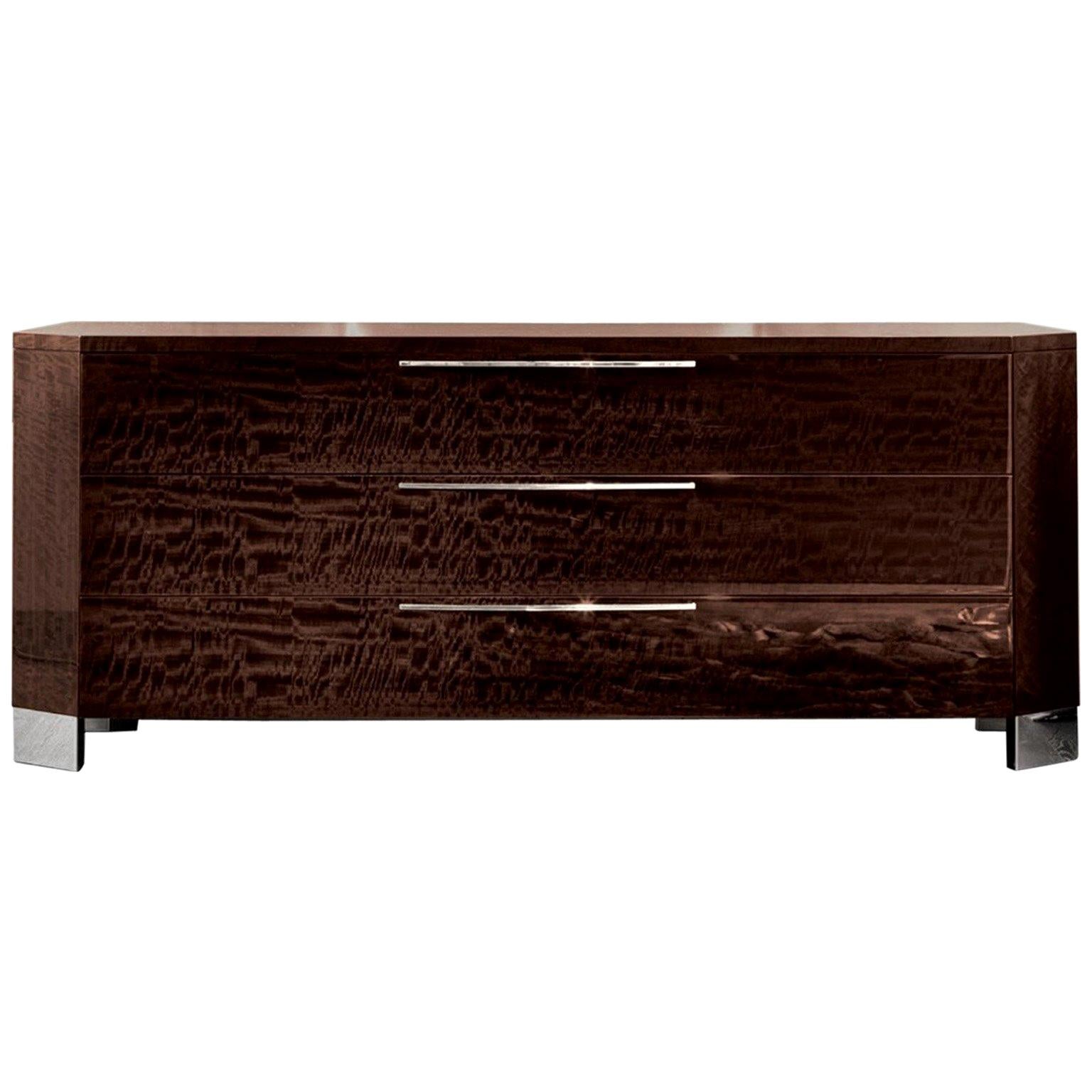 Giorgio Collection European Curly Eucalyptus Dresser in High Gloss Finish For Sale