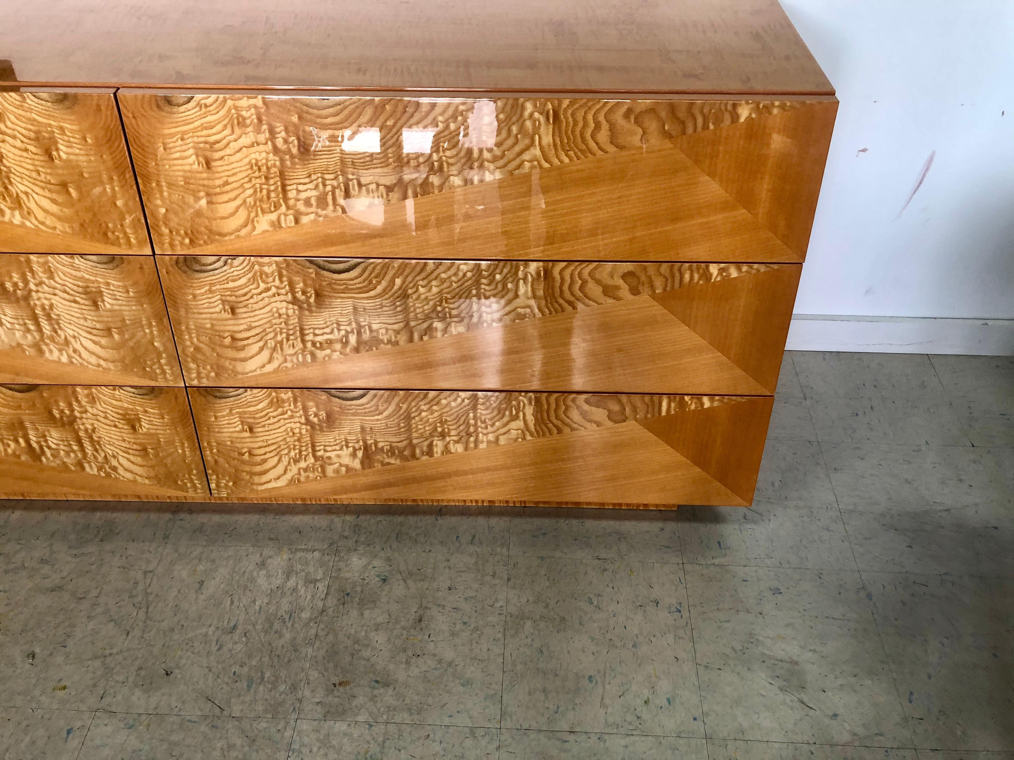Mid-Century Modern Giorgio Collection Exotic Wood Dresser in High Gloss Finish