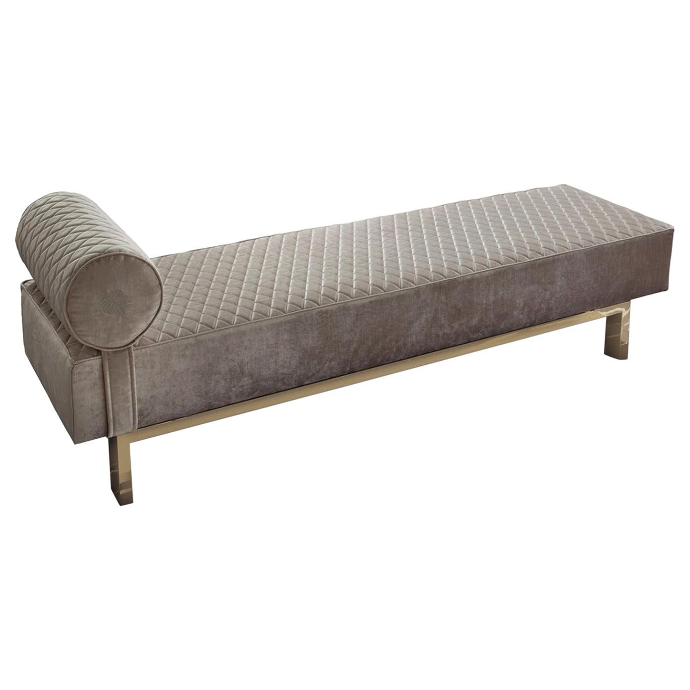 Giorgio Collection Infinity Bench-Upholstered with Gold Chrome Accent For Sale