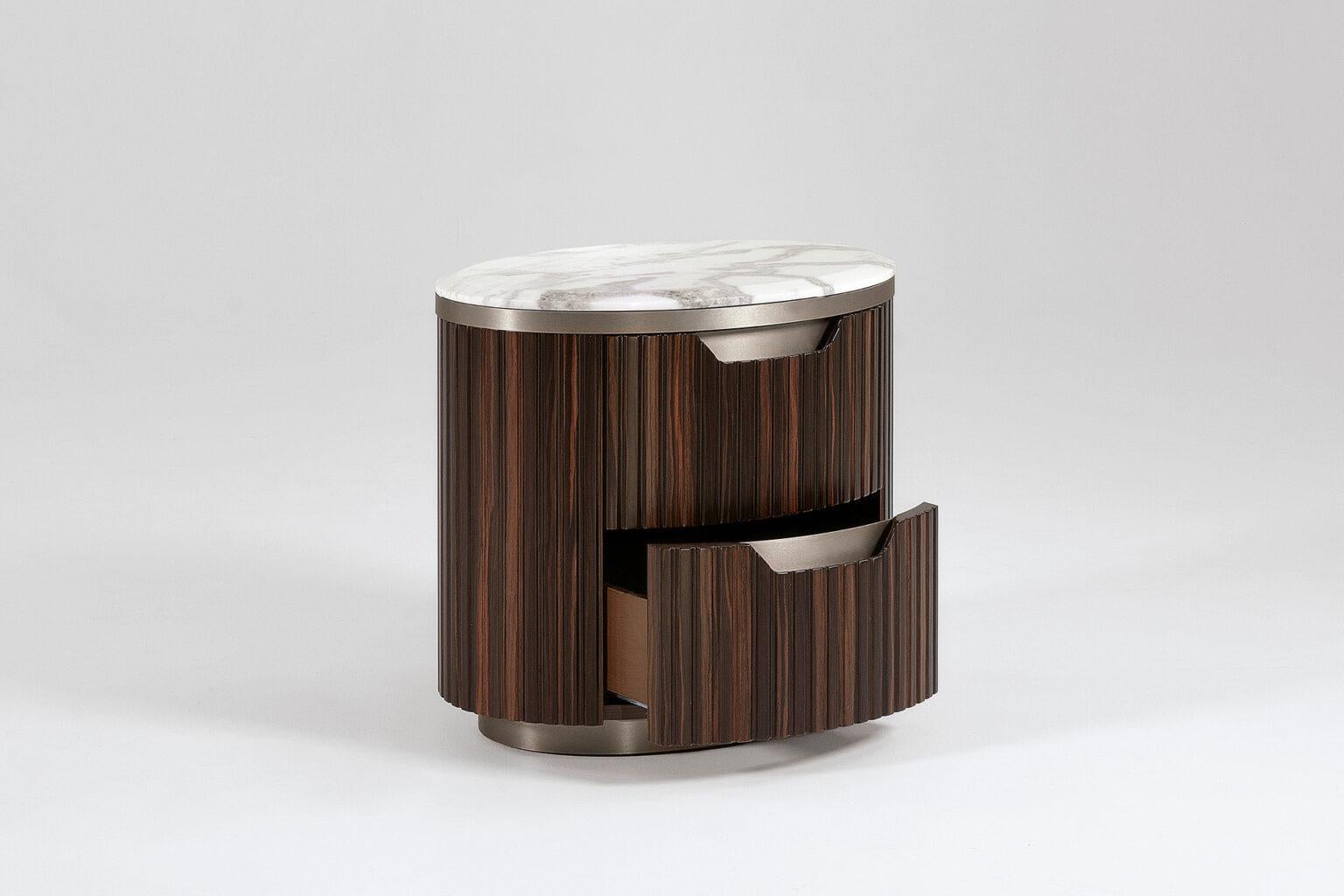 Hand-Crafted Giorgio Collection Italian Luxor Night table with marble top For Sale