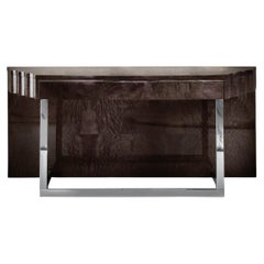 Absolute Console Table in High Gloss Japanese Tamo Burl Veneer