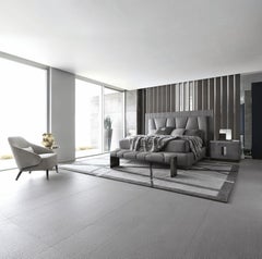 Giorgio Collection King Leather Bed with Quilted Headboard