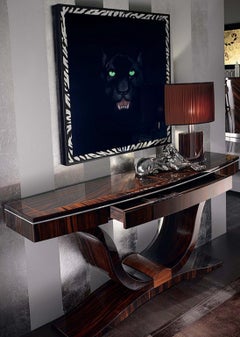 'Giorgio Collection' Ebony Macassar High Gloss Italian Art Deco Console Table