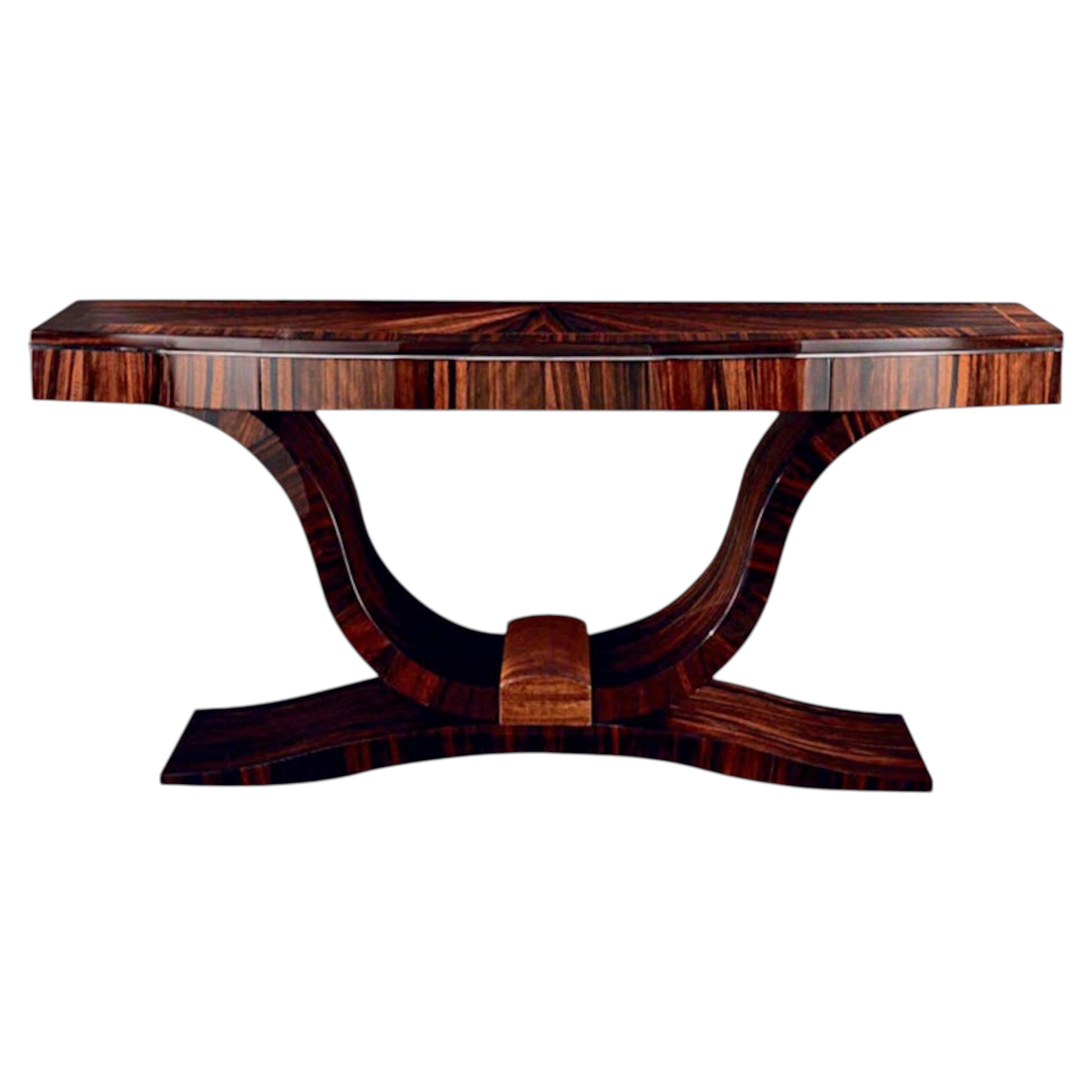 'Giorgio Collection' Luna Ebony Macassar Wood High Gloss Italian Console Table