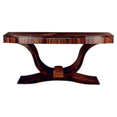 Console italienne haute brillance Luna en bois d'ébène de Macassar de la collection Giorgio