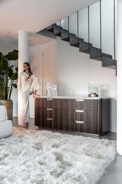 Giorgio Luxor Dresser: Makassar Ebony, Marble Top, Italian Design